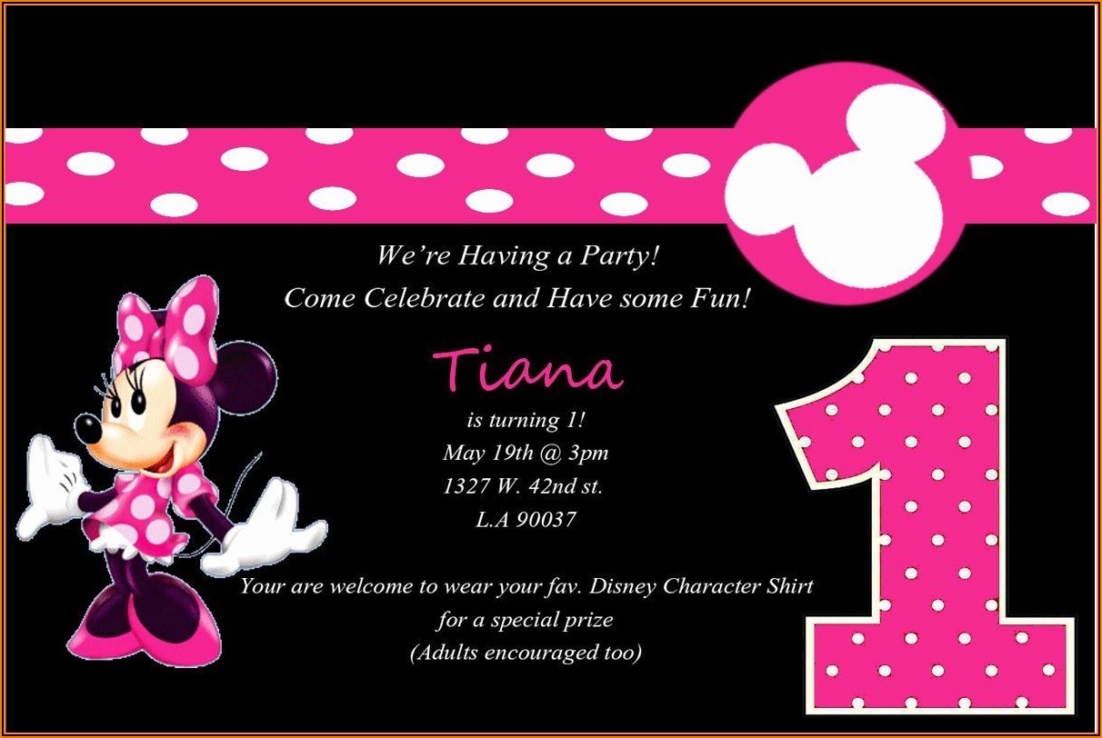 Minnie 1st Birthday Invitation Template