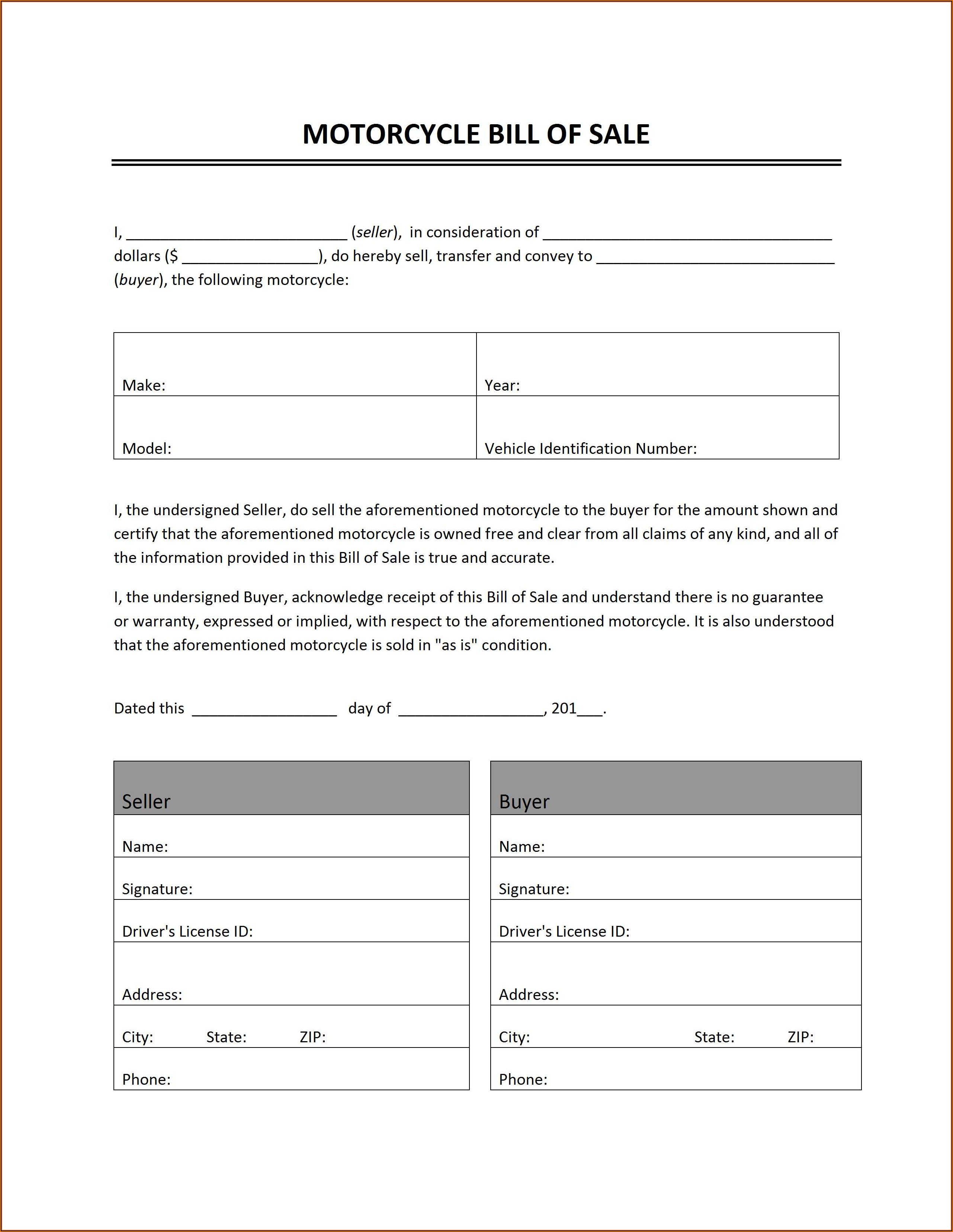 Motorcycle Sale Contract Template Uk