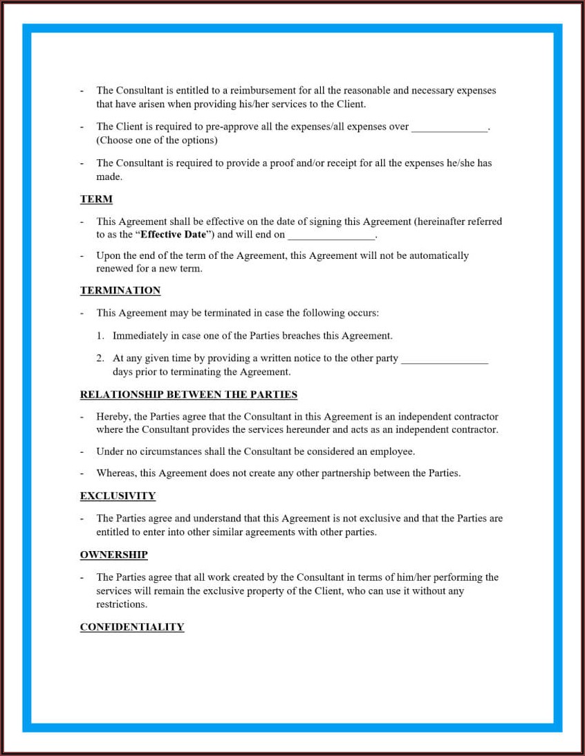 Simple Consulting Agreement Template Word