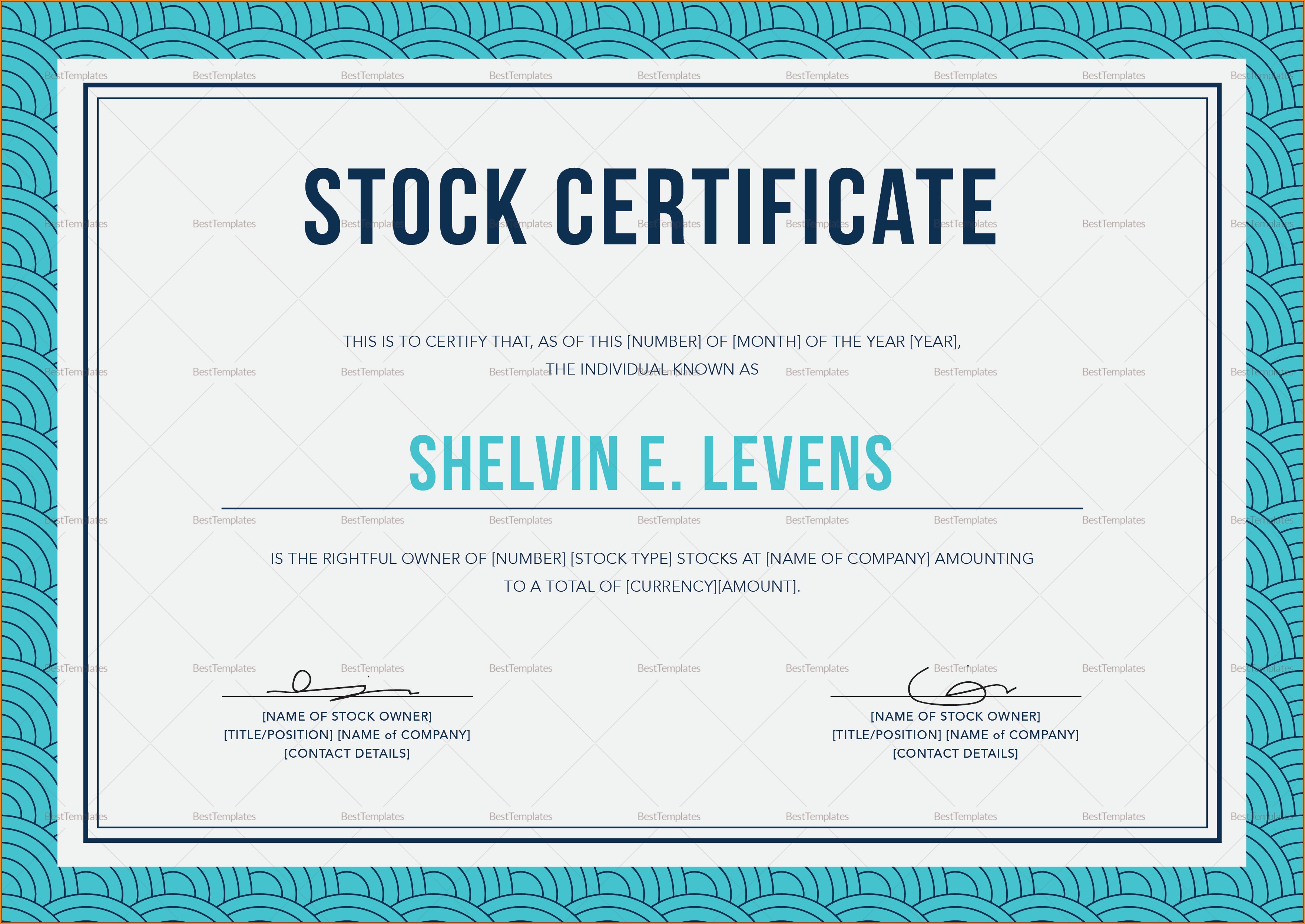 Stock Certificate Template Illustrator