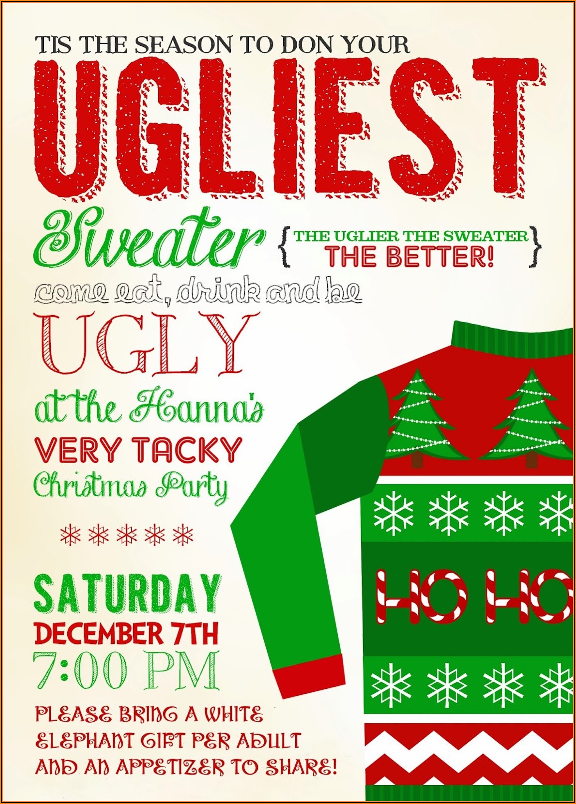 Ugly Sweater Flyer Template Free