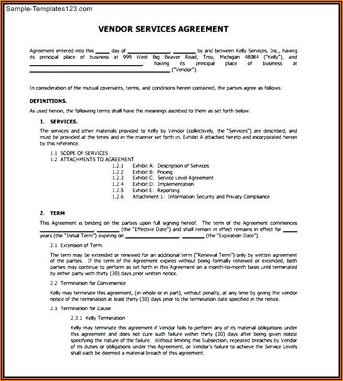Warehouse Service Agreement Template