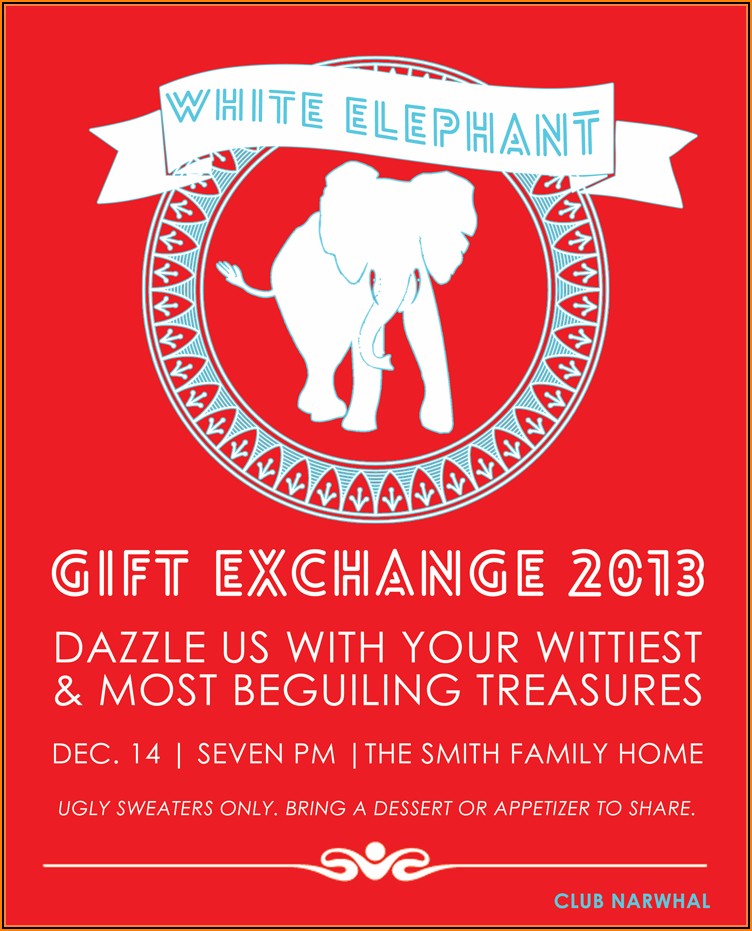 White Elephant Christmas Party Invitations Templates
