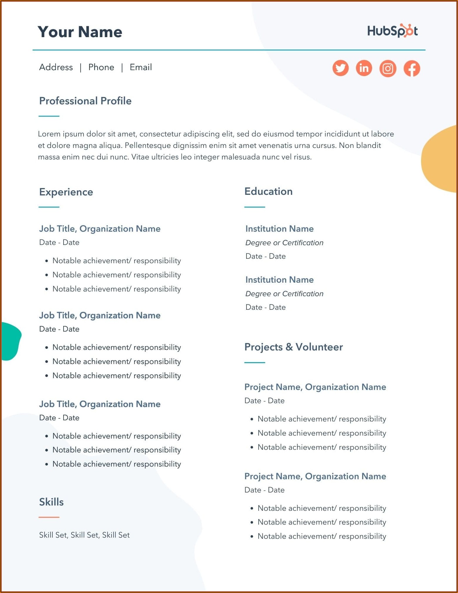 Word Templates For Resume