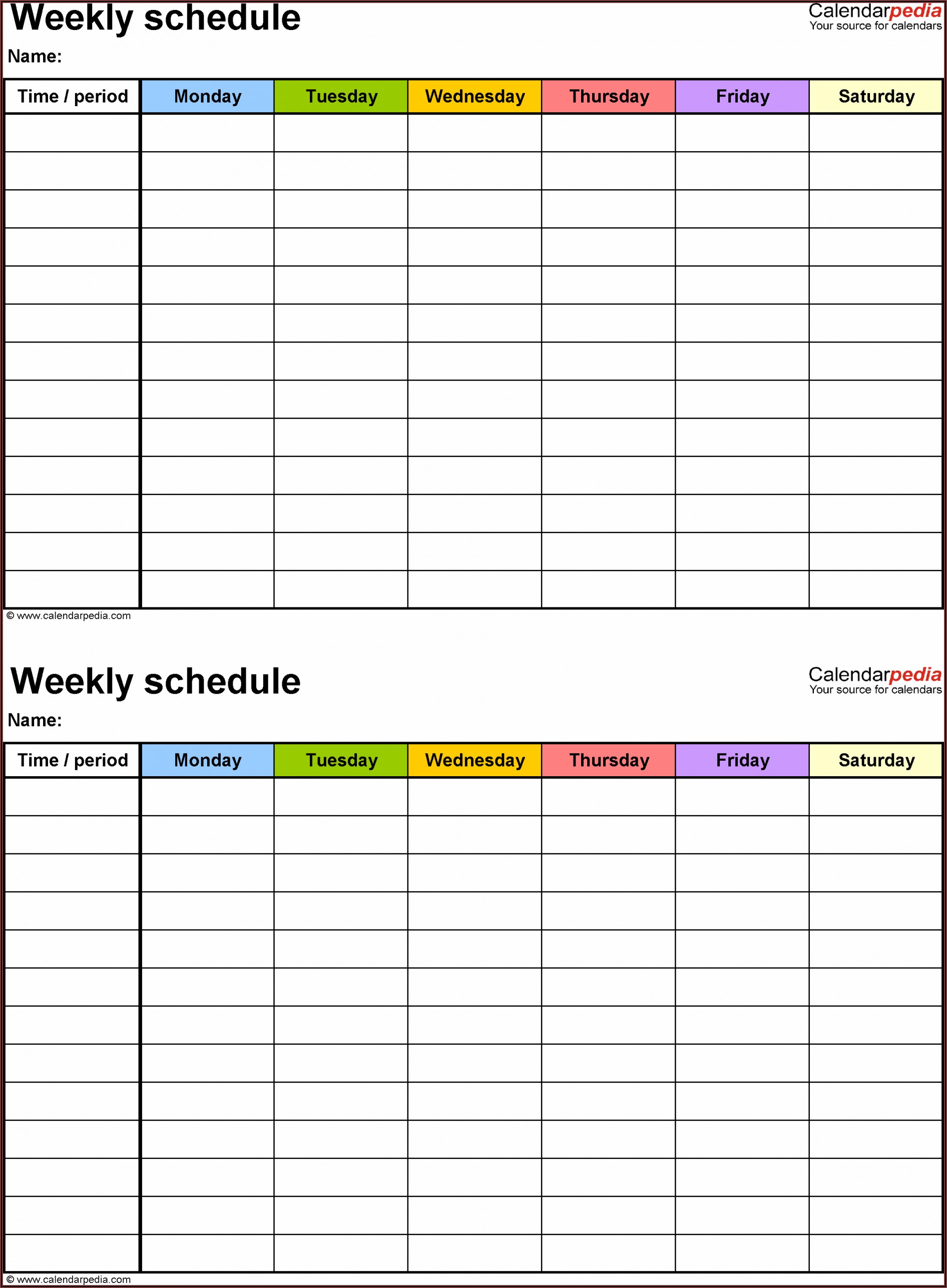 Work Scheduling Calendar Template