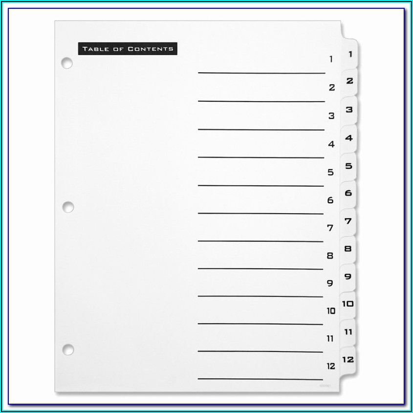 Avery Ready Index Dividers 12 Tab Template