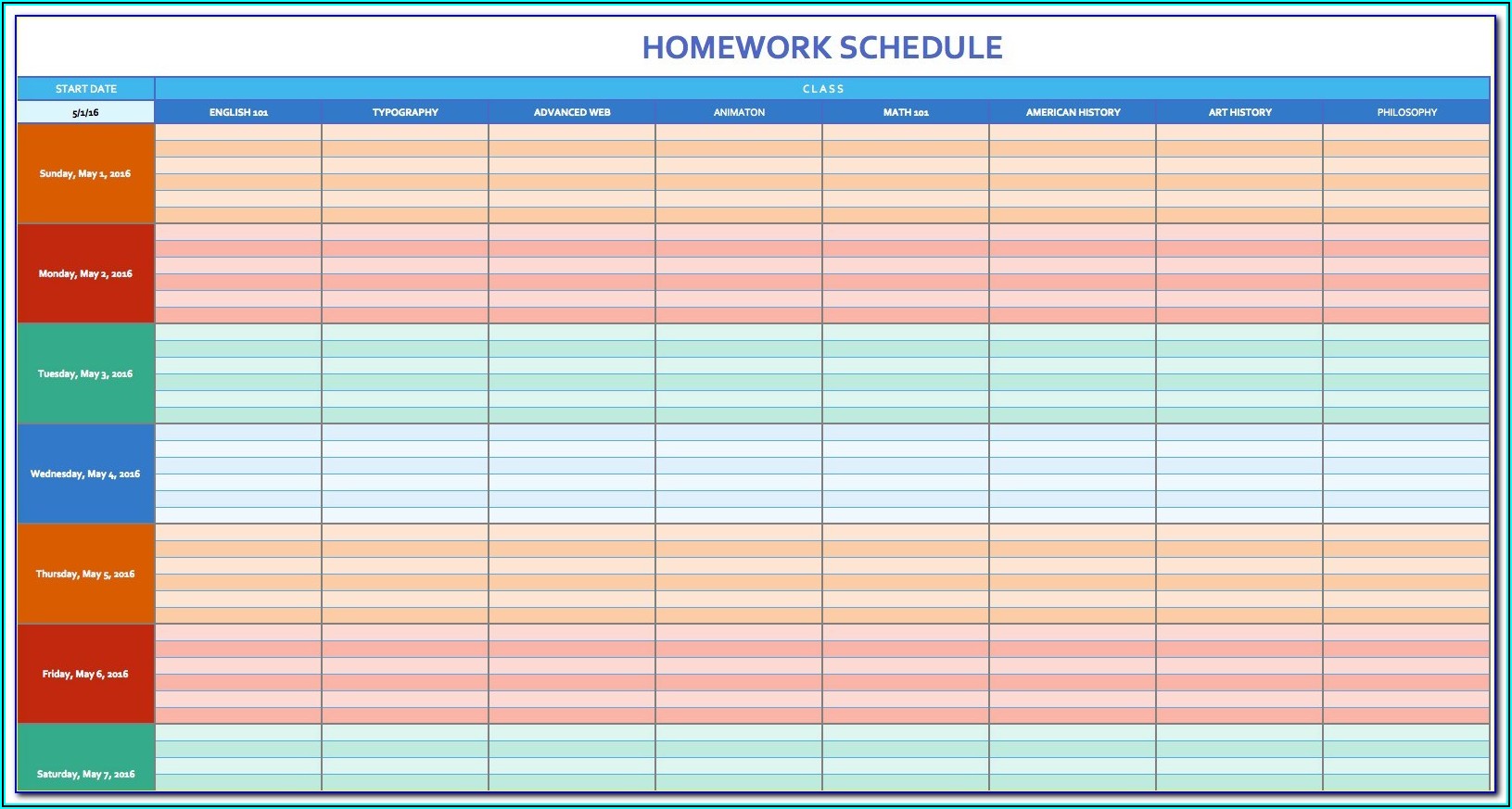 Blank Monthly Staffing Schedule Template