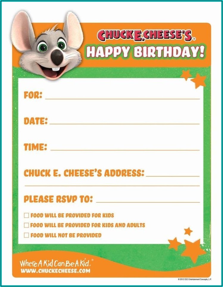Chuck E Cheese Invitation Template