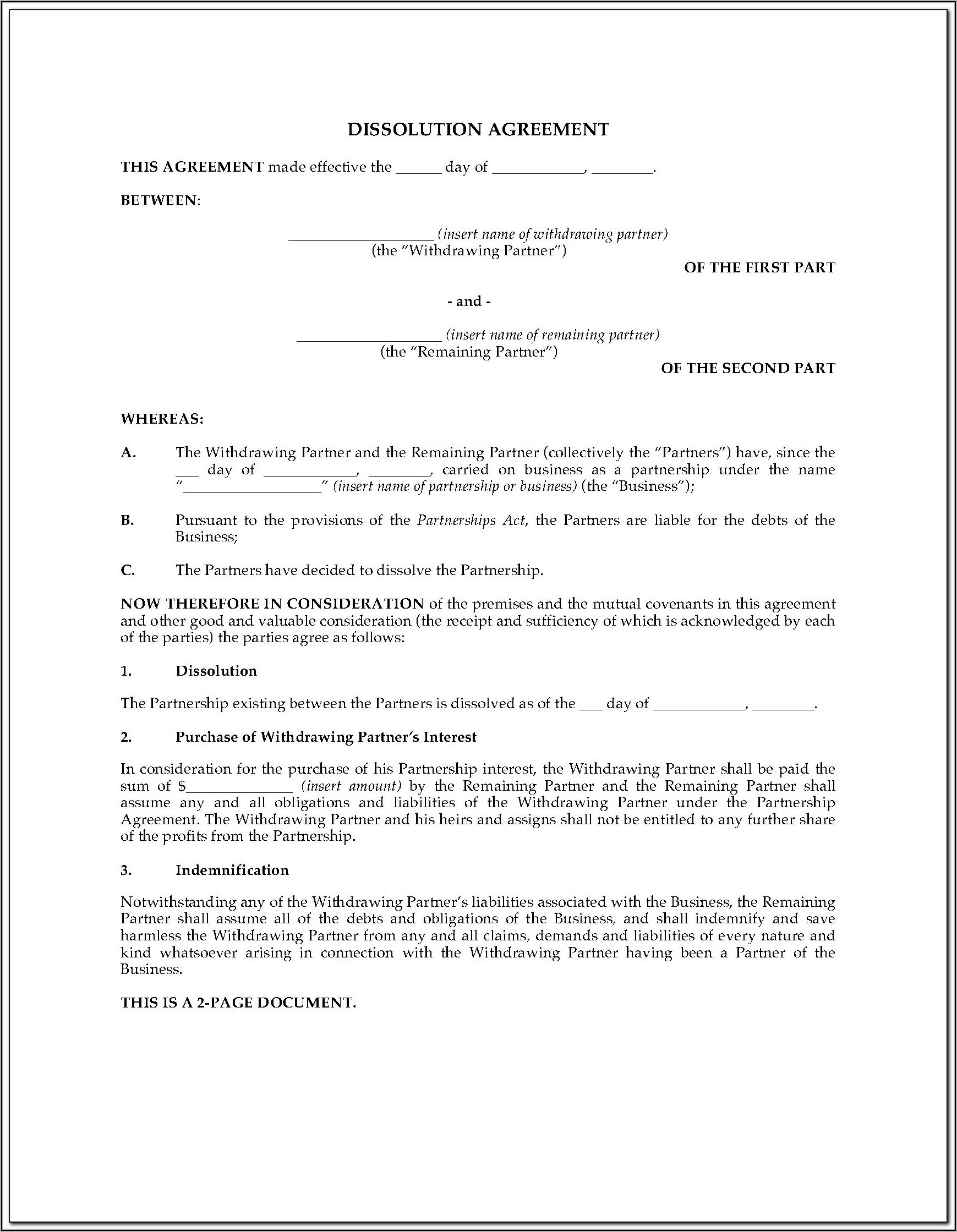 Common Law Separation Agreement Template Manitoba
