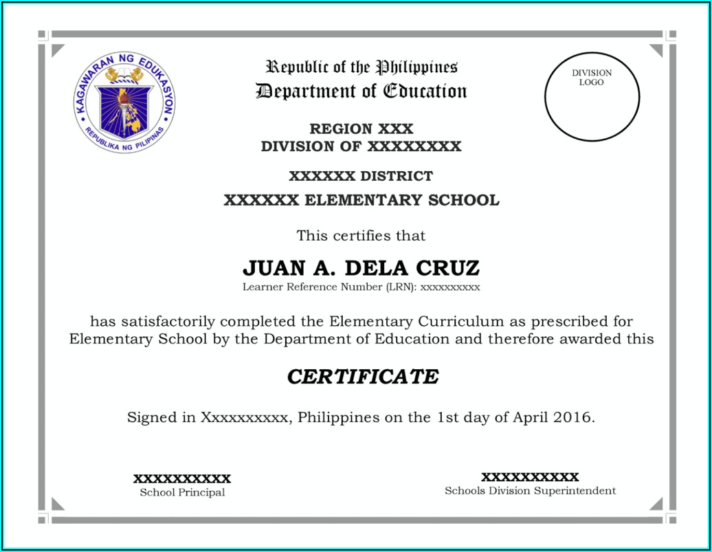 Diploma Certificate Template Philippines