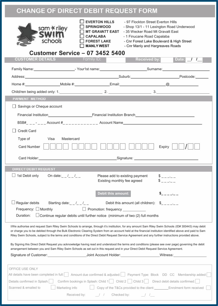 Direct Debit Request Form Template