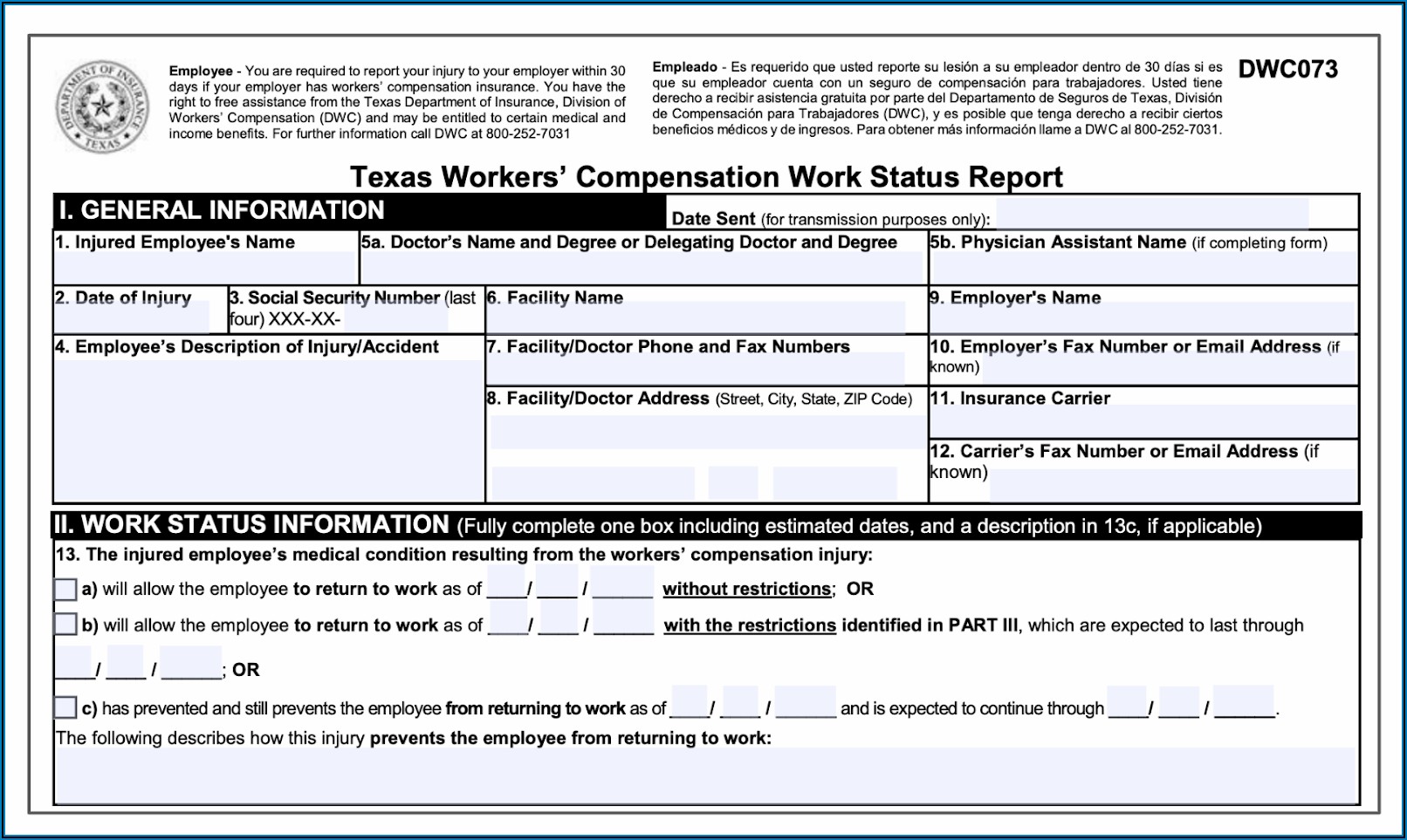 Division Of Workers Compensation Texas Forms