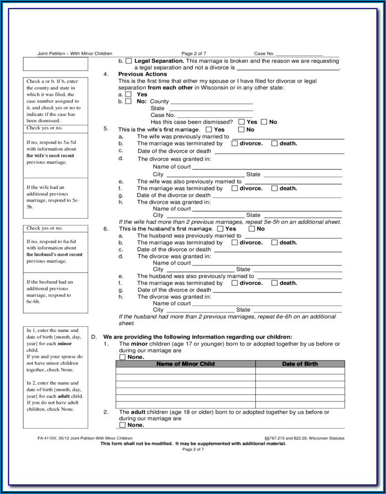 Divorce Forms Wisconsin Form Resume Examples GM9Oo0yg9D