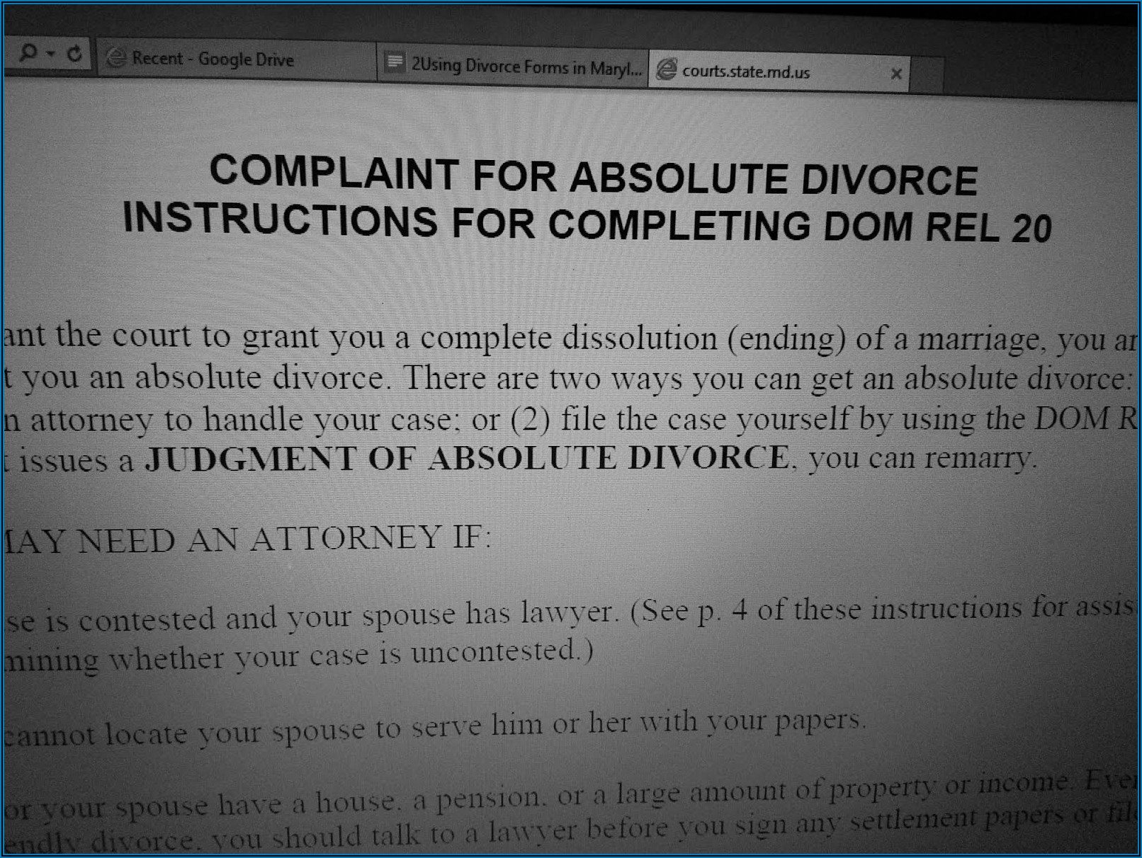 Divorce Paperwork Maryland