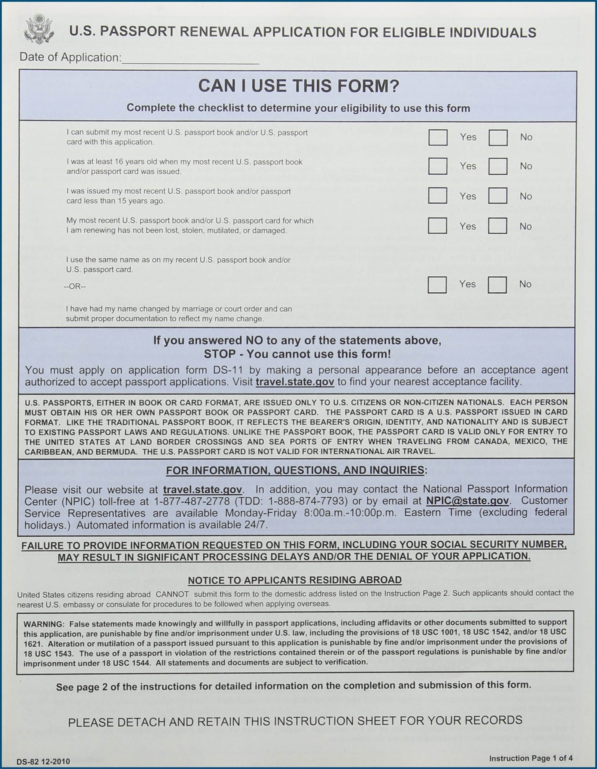 Ds 82 Application For Passport Renewal Form