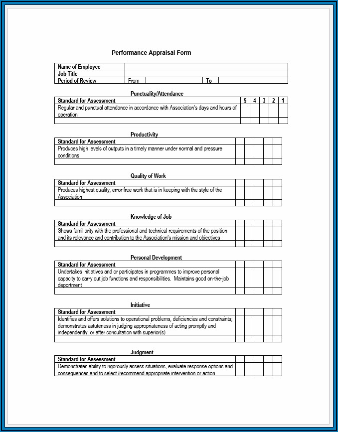 Employee Performance Appraisal Form