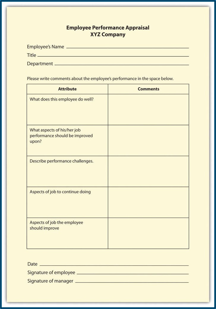 Employee Performance Appraisal Forms