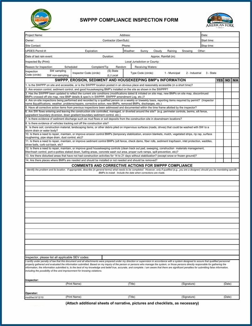 Epa Stormwater Inspection Form