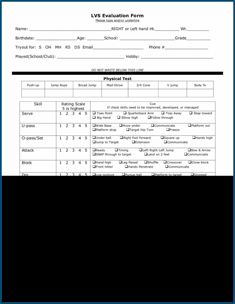 Fastpitch Softball Tryout Softball Player Evaluation Form
