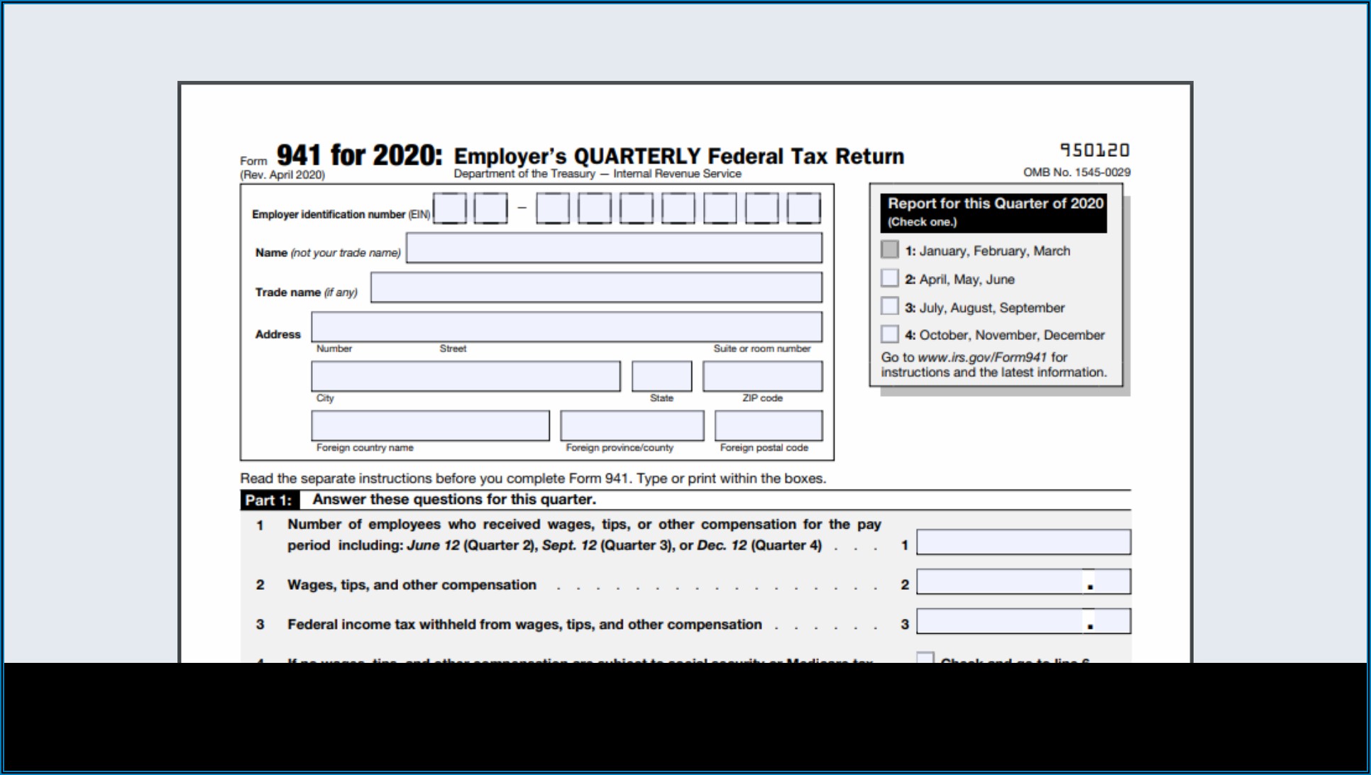 Federal Tax Form 941 For 2020