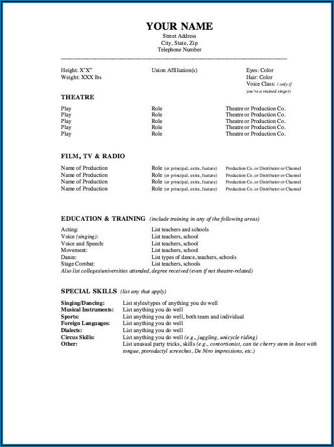 Fill In The Blank Resume Format