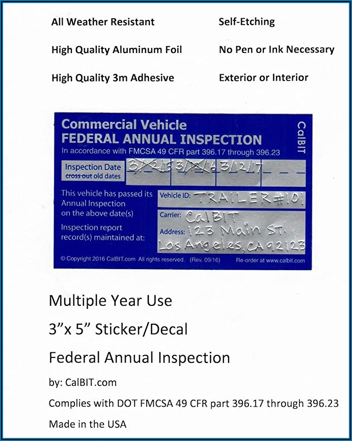 Fmcsa 90 Day Inspection Form