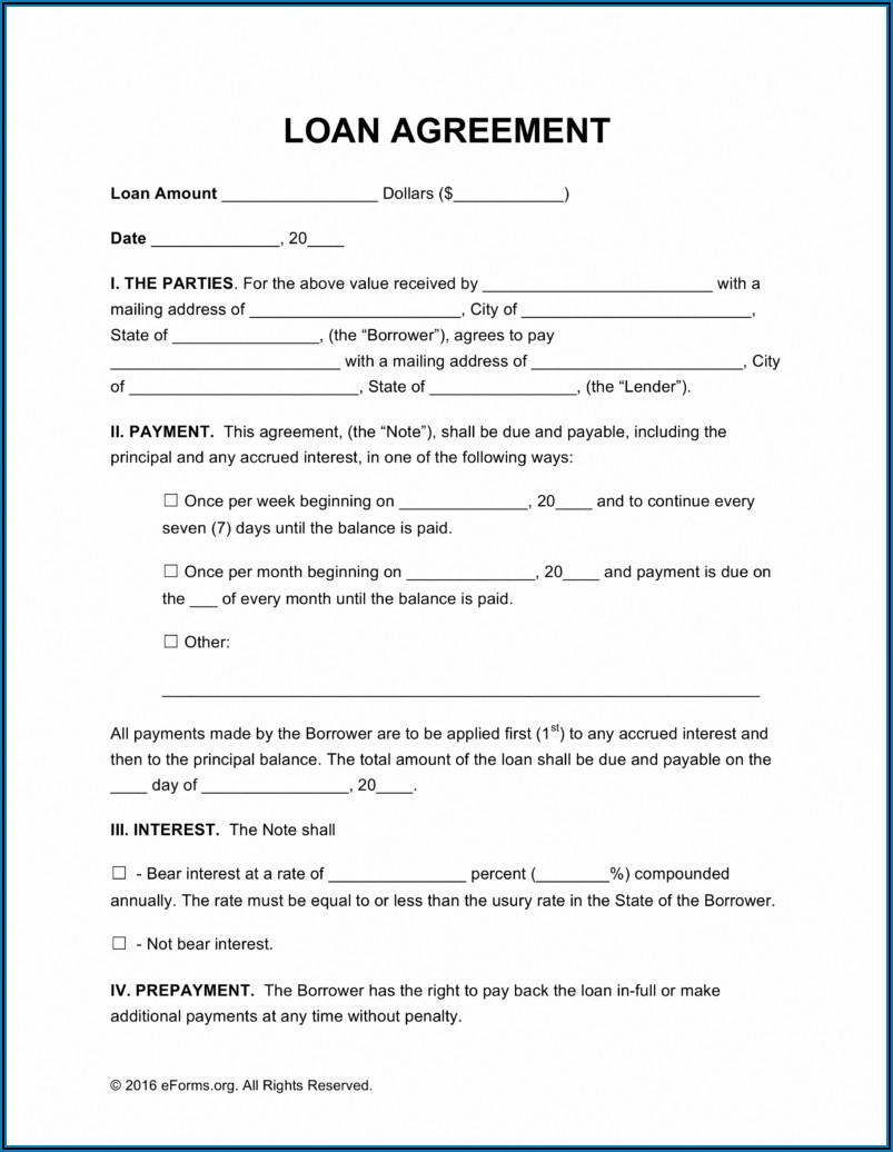 Free Loan Agreement Forms Templates
