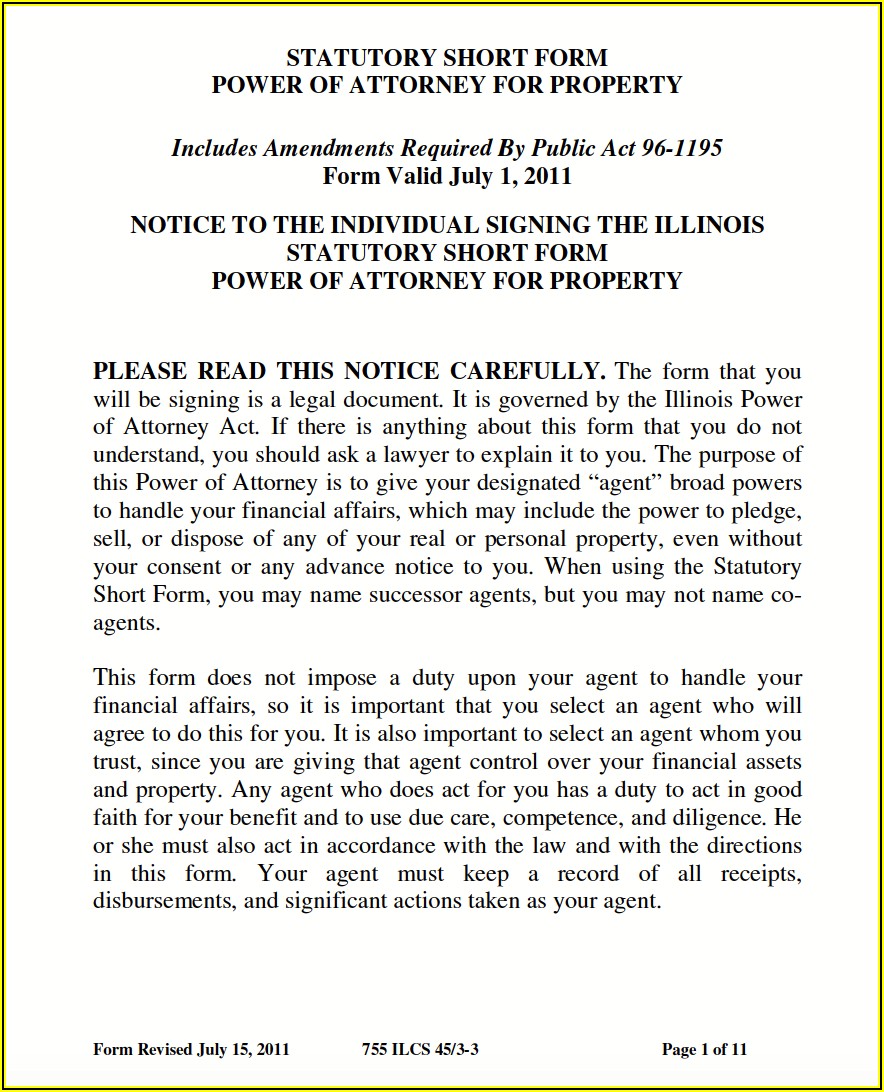Free Printable Power Of Attorney Form Illinois