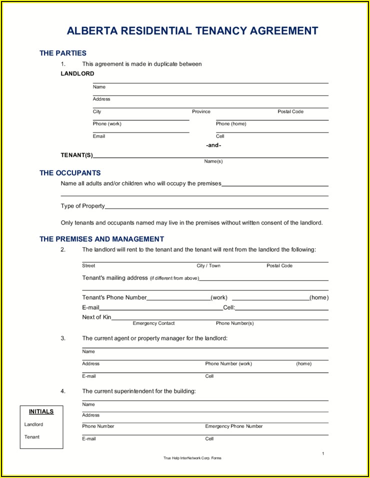 Free Rental Application Form Alberta