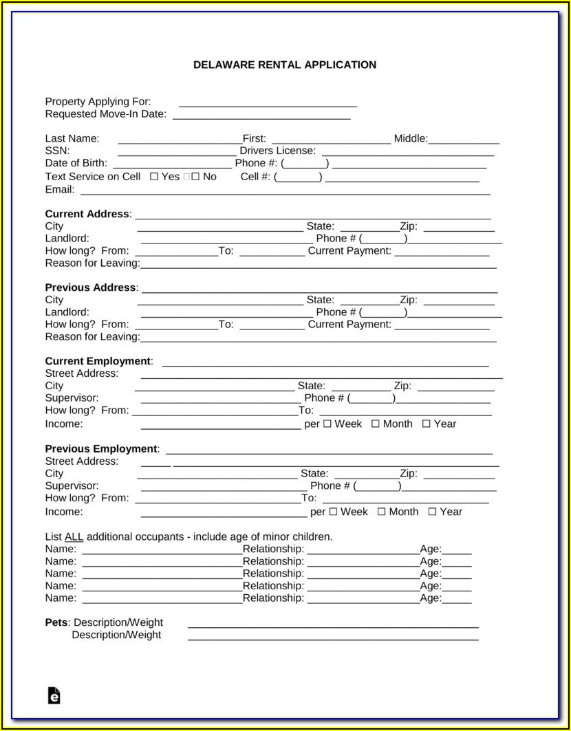 Free Rental Application Form Utah