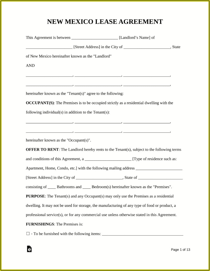 Free Residential House Lease Agreement Form