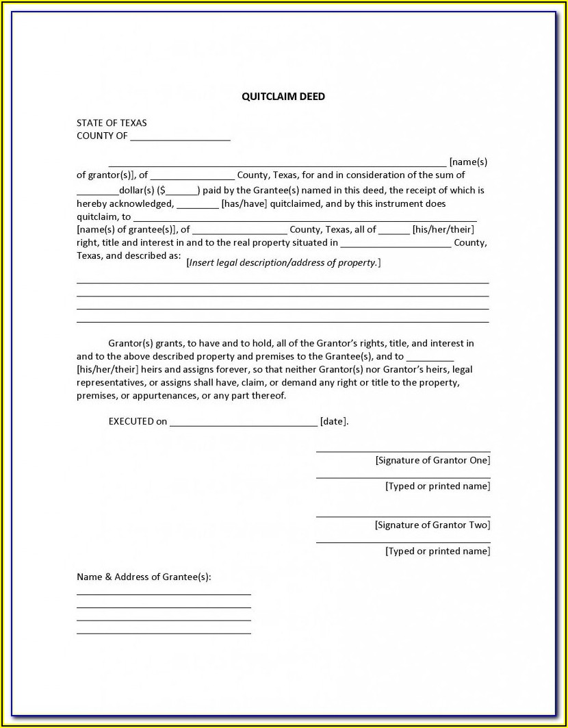 Free Texas Contract For Deed Form