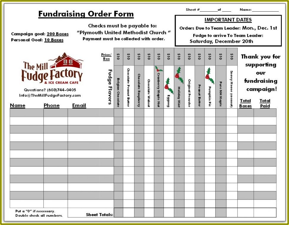 Fundraiser Order Form Template Excel Free