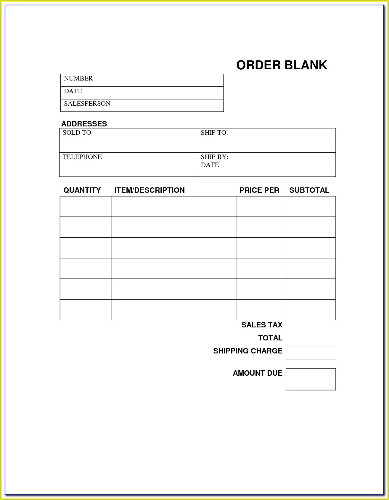 Garage Work Order Forms