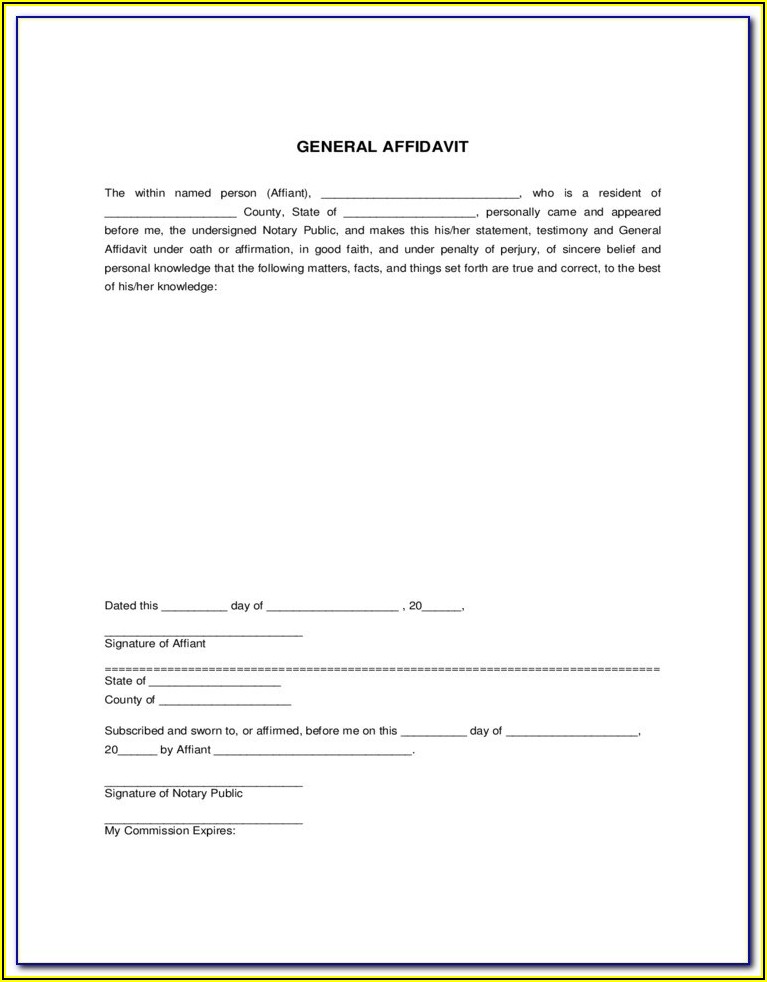 General Affidavit Form California Free