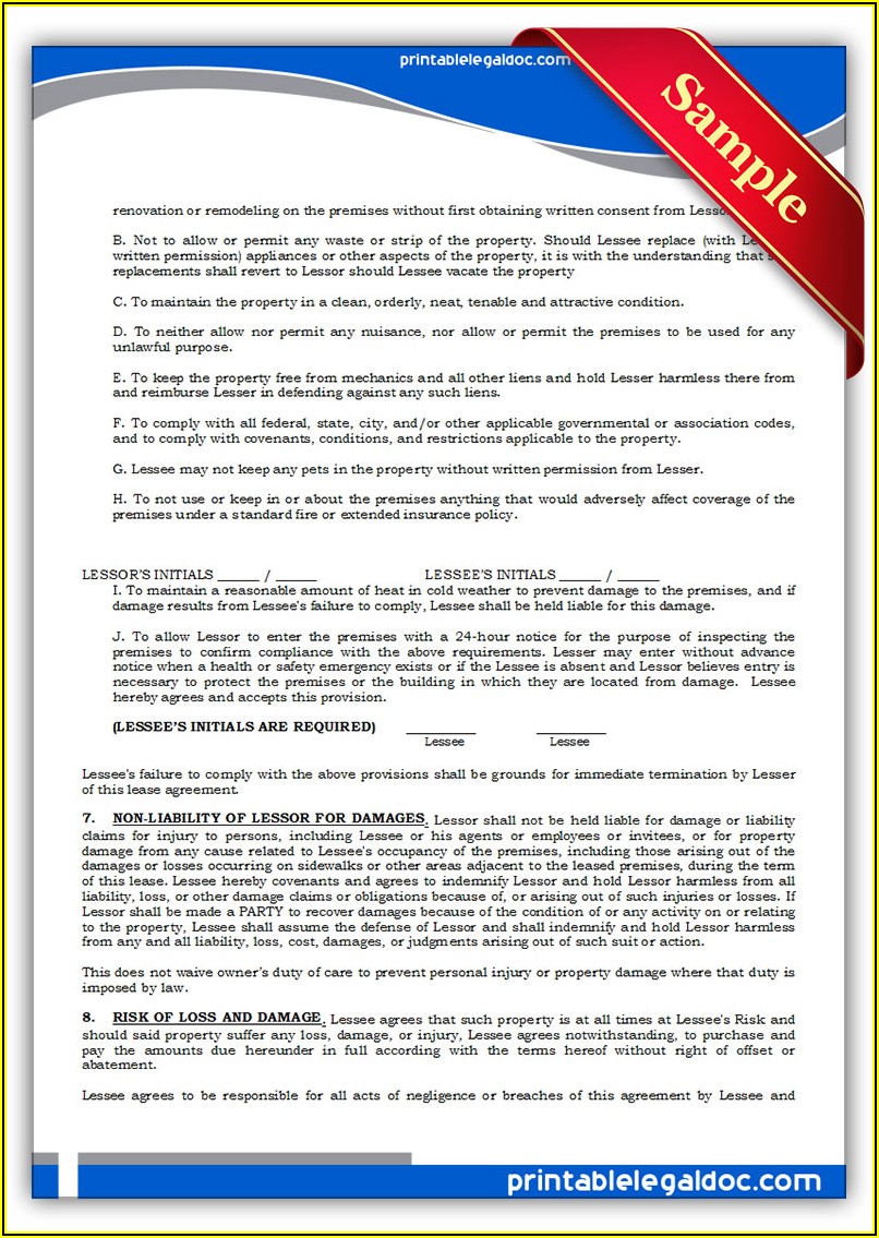 Generic Lease Agreement Form