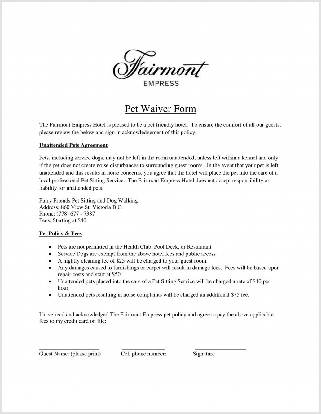 Generic Sports Waiver Form