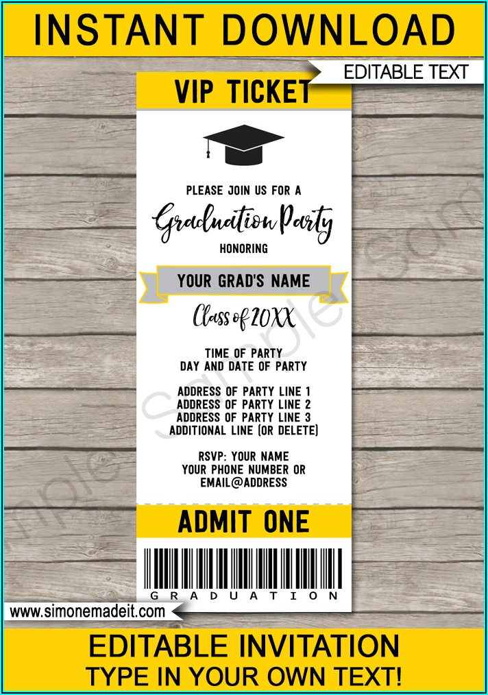 Graduation Ticket Template Printing