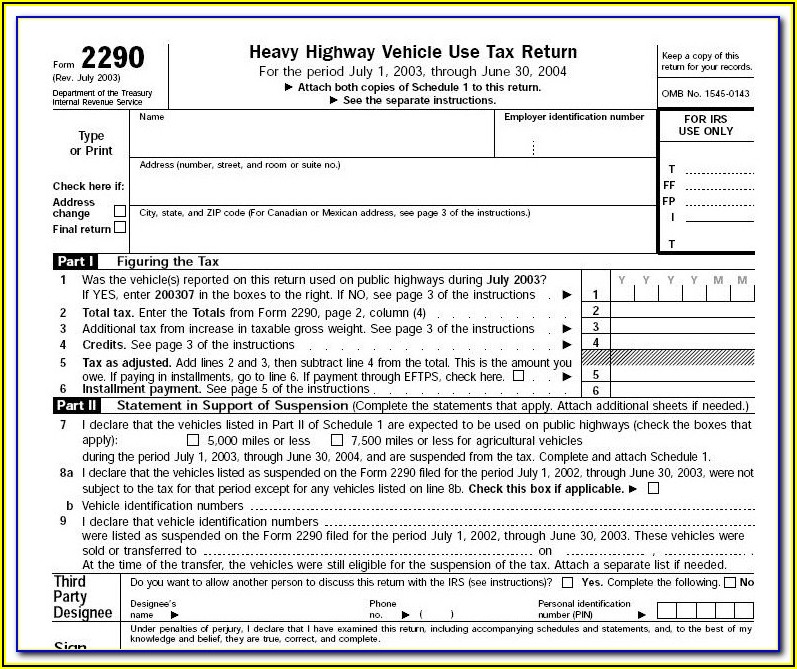 Heavy Vehicle Use Tax Form 2290 Schedule 1