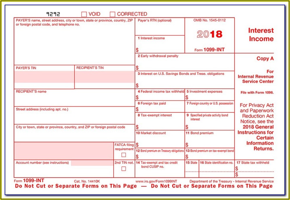 Irs 1099 Int Form Order