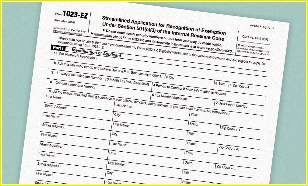 Irs Form 1023 Application For 501(c)(3) Exemption