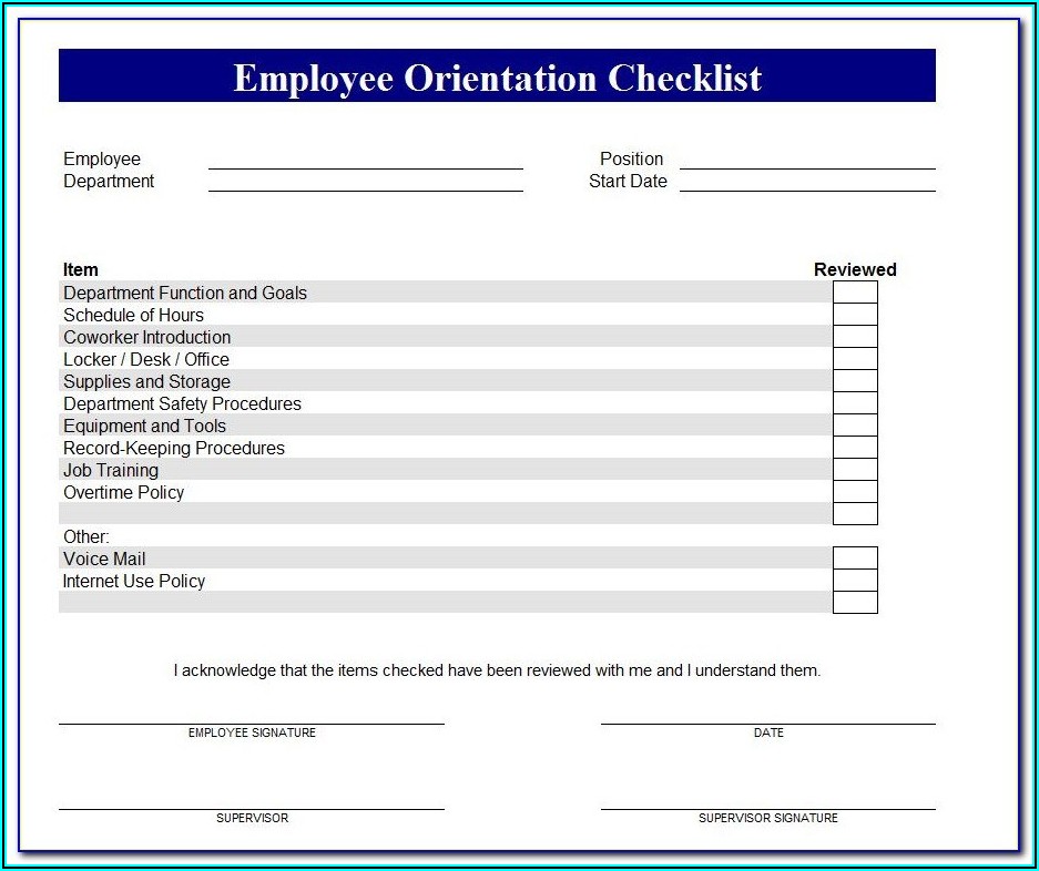 New Employee Onboarding Template Excel