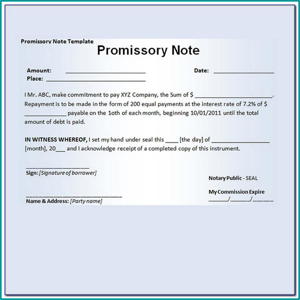 Promissory Note Family Loan Template