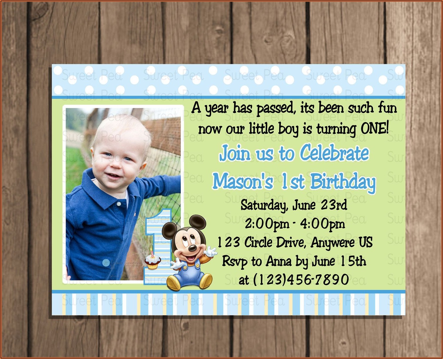 1st Birthday Invitation Card Baby Boy