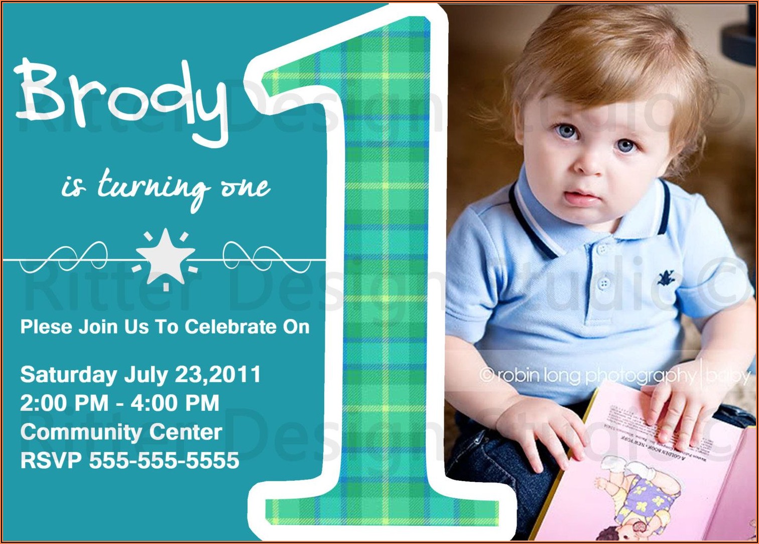 1st Birthday Party Invitation For Baby Boy
