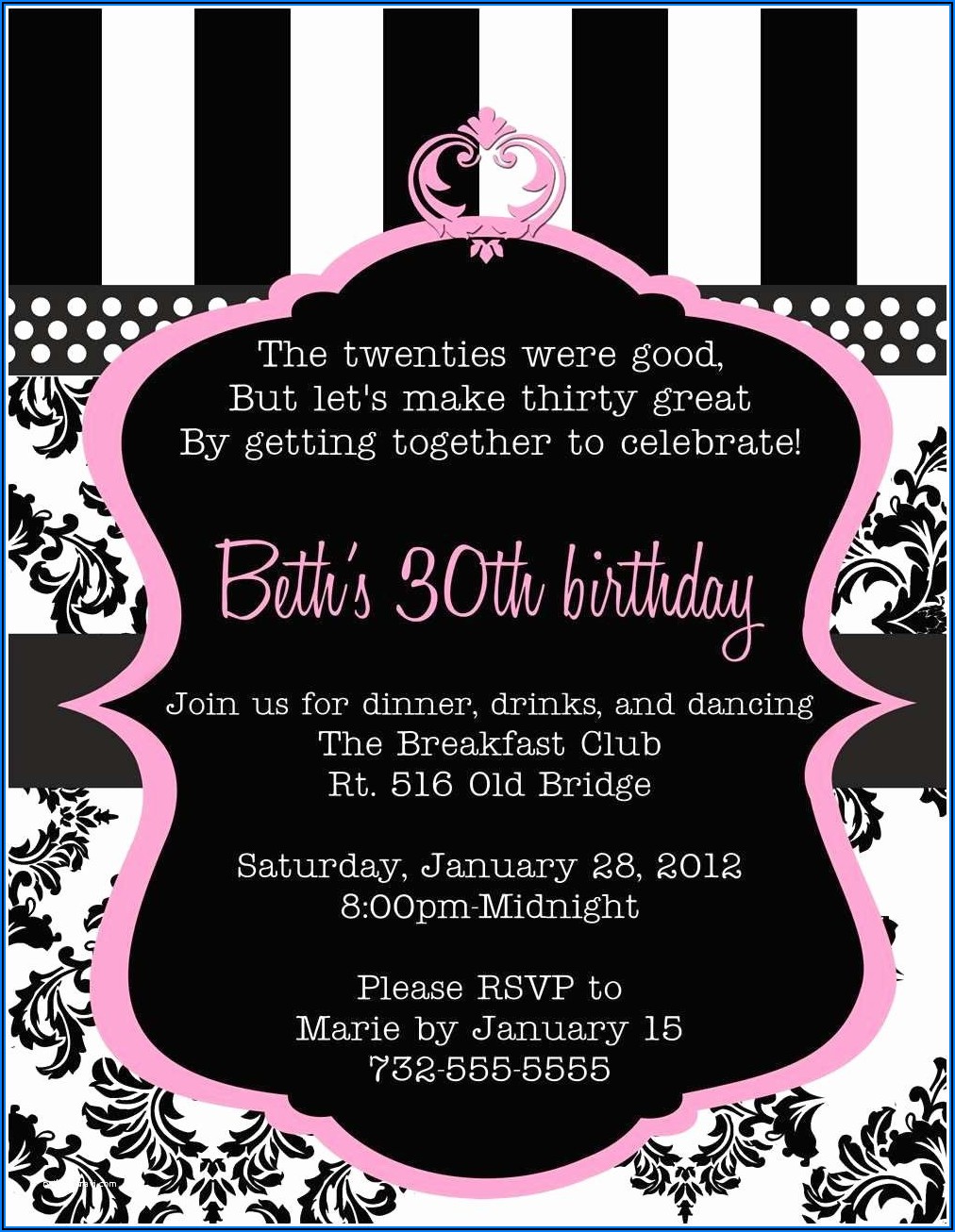 30th Birthday Invitations For Her