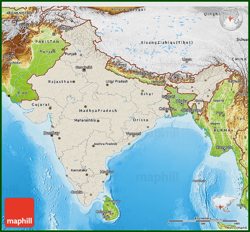 3d Relief Map Of India