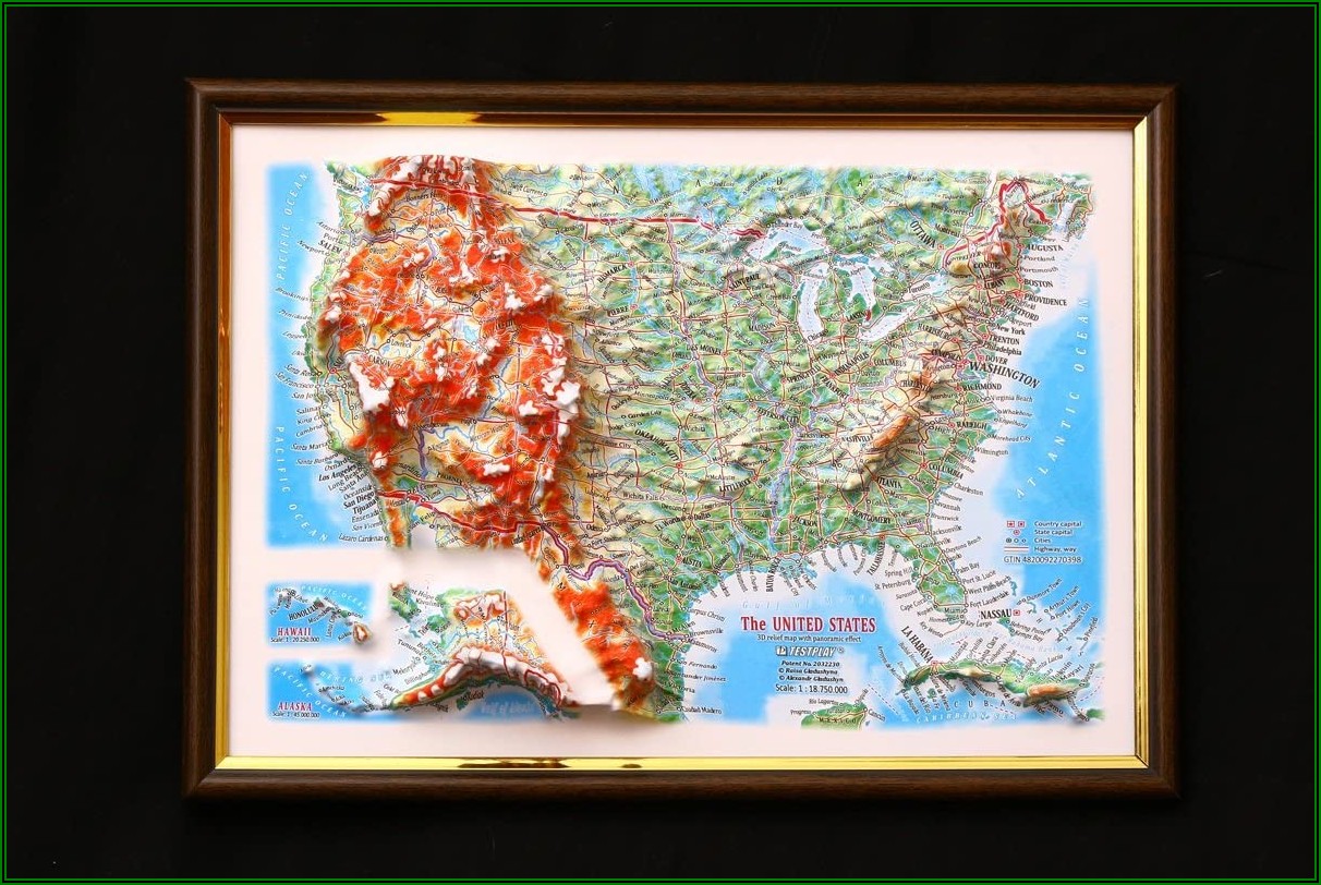 3d Relief Map Of Usa
