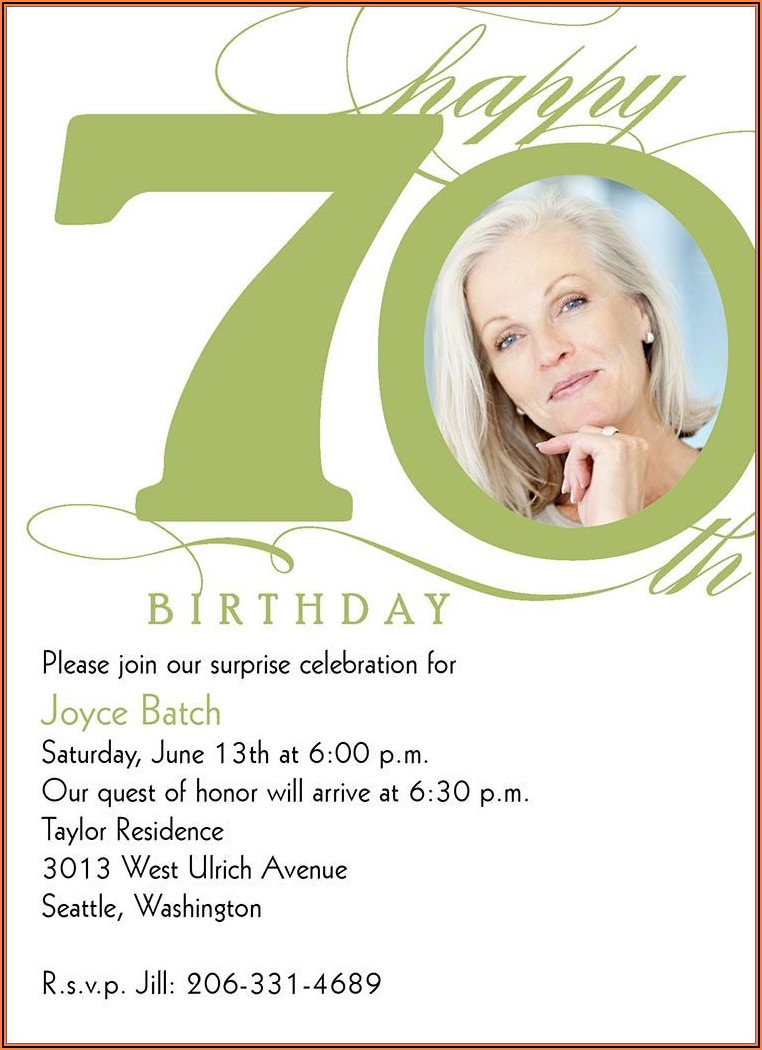 70th Birthday Party Invitations Australia