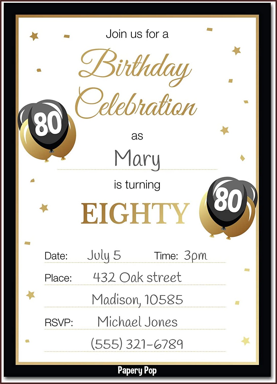 80th Birthday Invitations With Pictures
